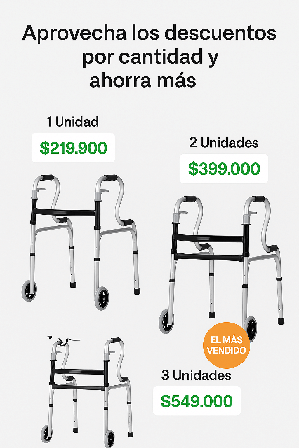 ✨SUPER OFERTA✨Caminador Ortopedico de Doble Agarre INCLUYE ASIENTO