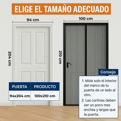 Puerta Mosquitera de malla Magnetica - Cortina Anti Mosquitos