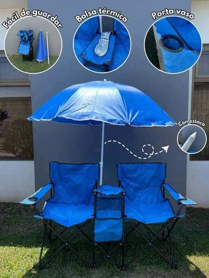🔥OFERTA LIMITADA🔥 Sillas de Camping o Playa + Sombrilla + Nevera