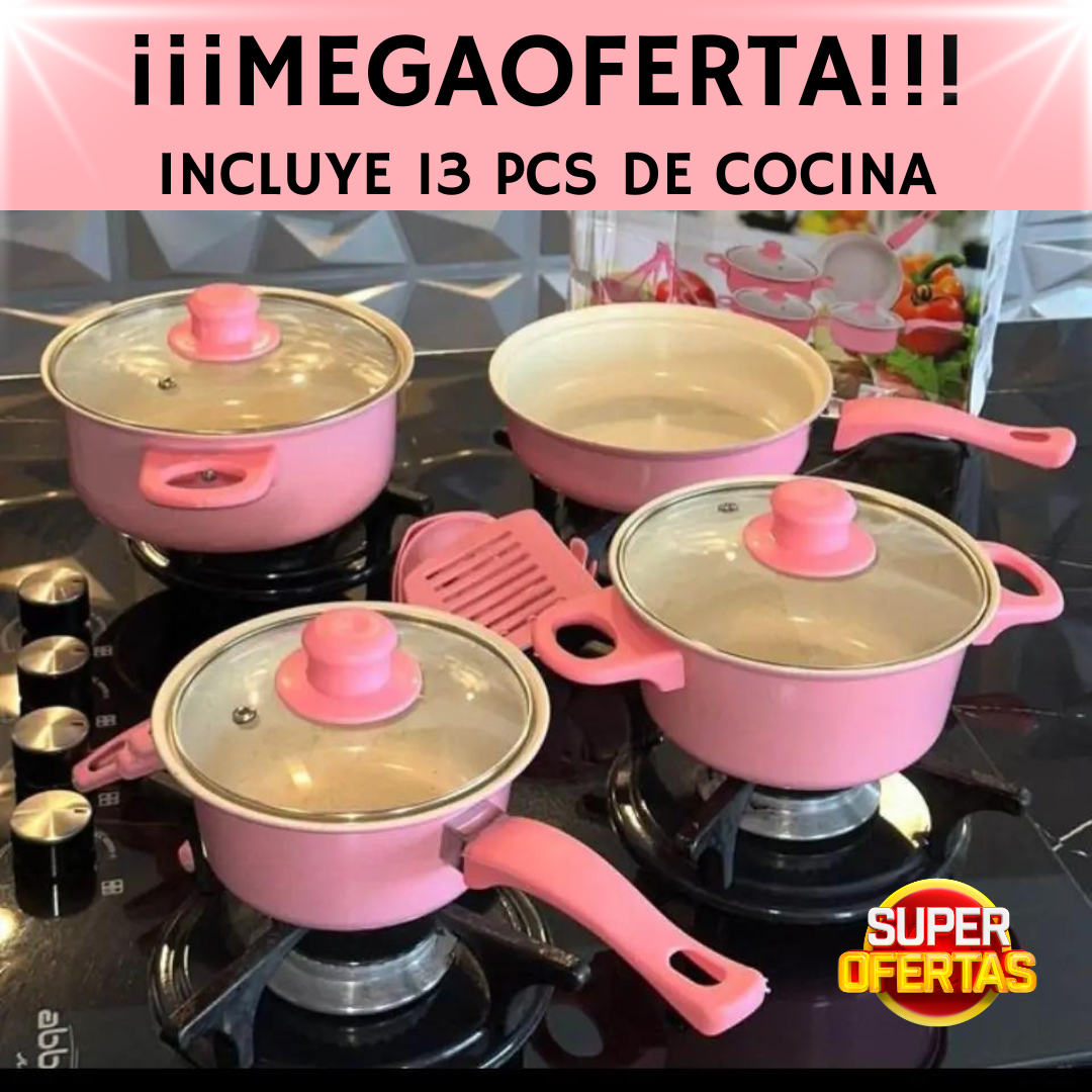 SET OLLAS + UTENSILIOS 13 PIEZAS - Set Completo de Cocina 🌟