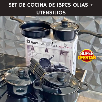 SET OLLAS + UTENSILIOS 13 PIEZAS - Set Completo de Cocina 🌟