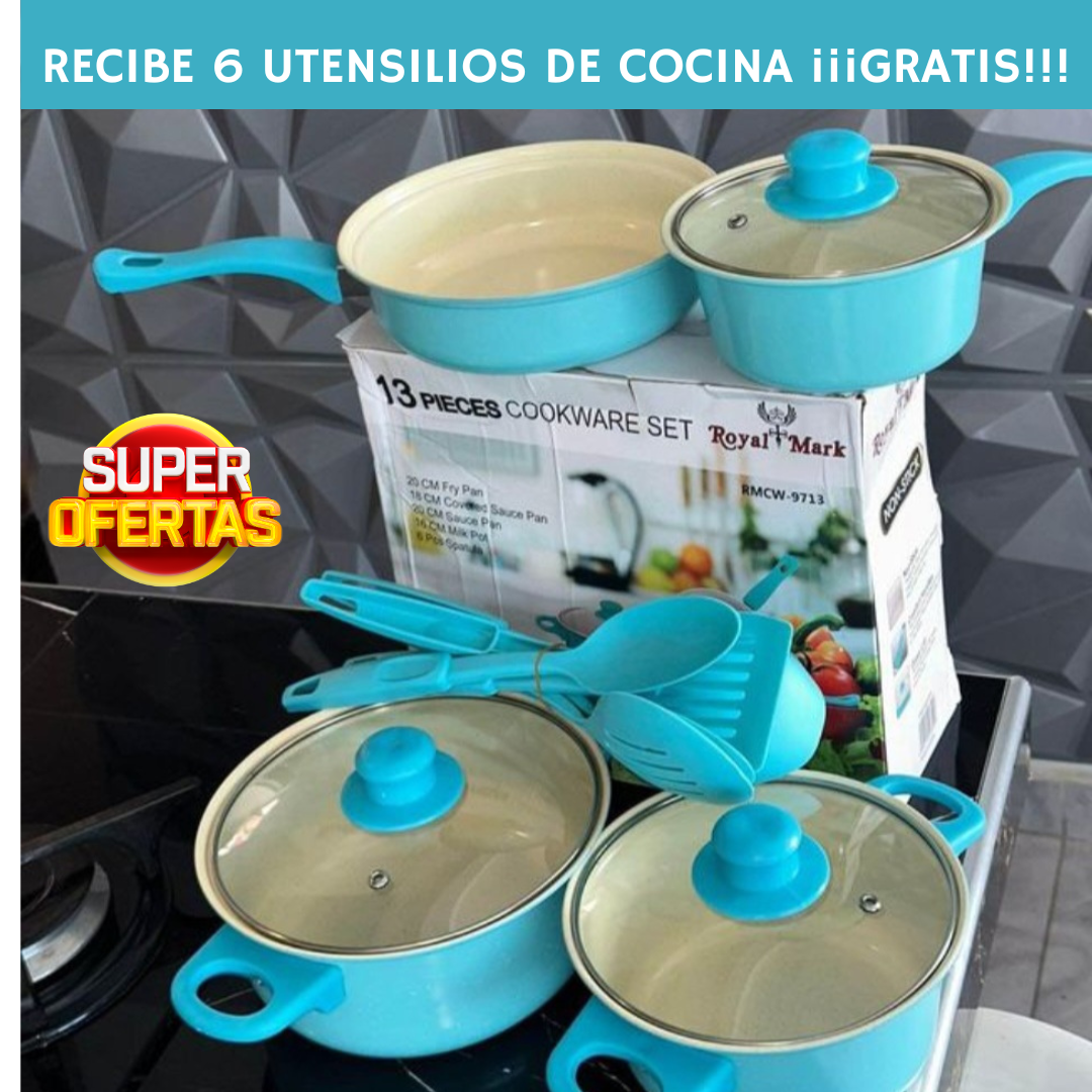 SET OLLAS + UTENSILIOS 13 PIEZAS - Set Completo de Cocina 🌟