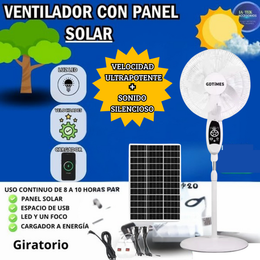 🔥OFERTA LIMITADA🔥 - Ventilador Solar Recargable - NO necesitas electricidad.