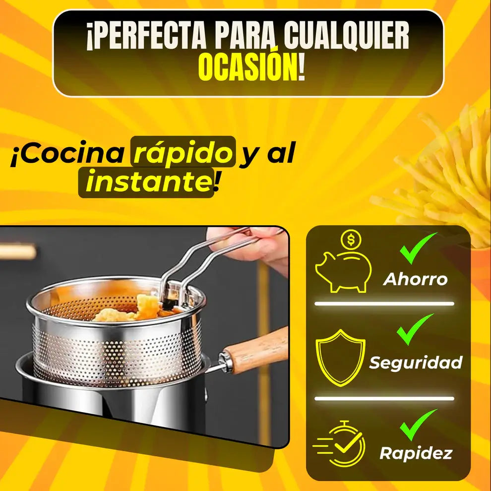 OLLA FREÍDORA PRO 12L - ¡Diseño Especializado + COLADOR DE ACEITE GRATIS!