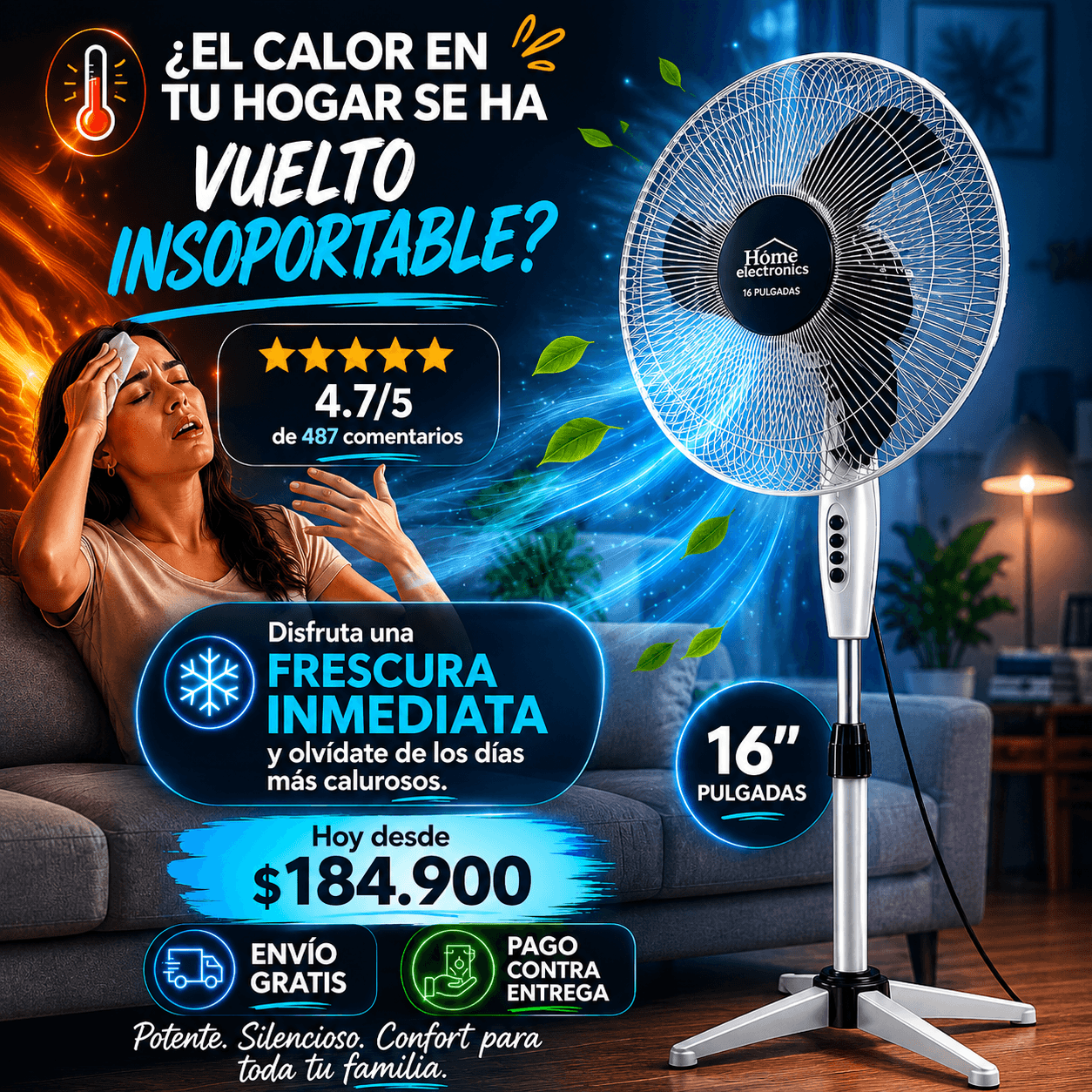 🔥OFERTA LIMITADA🔥 - VENTILADOR ASPAS GRANDE 16 PULGADAS
