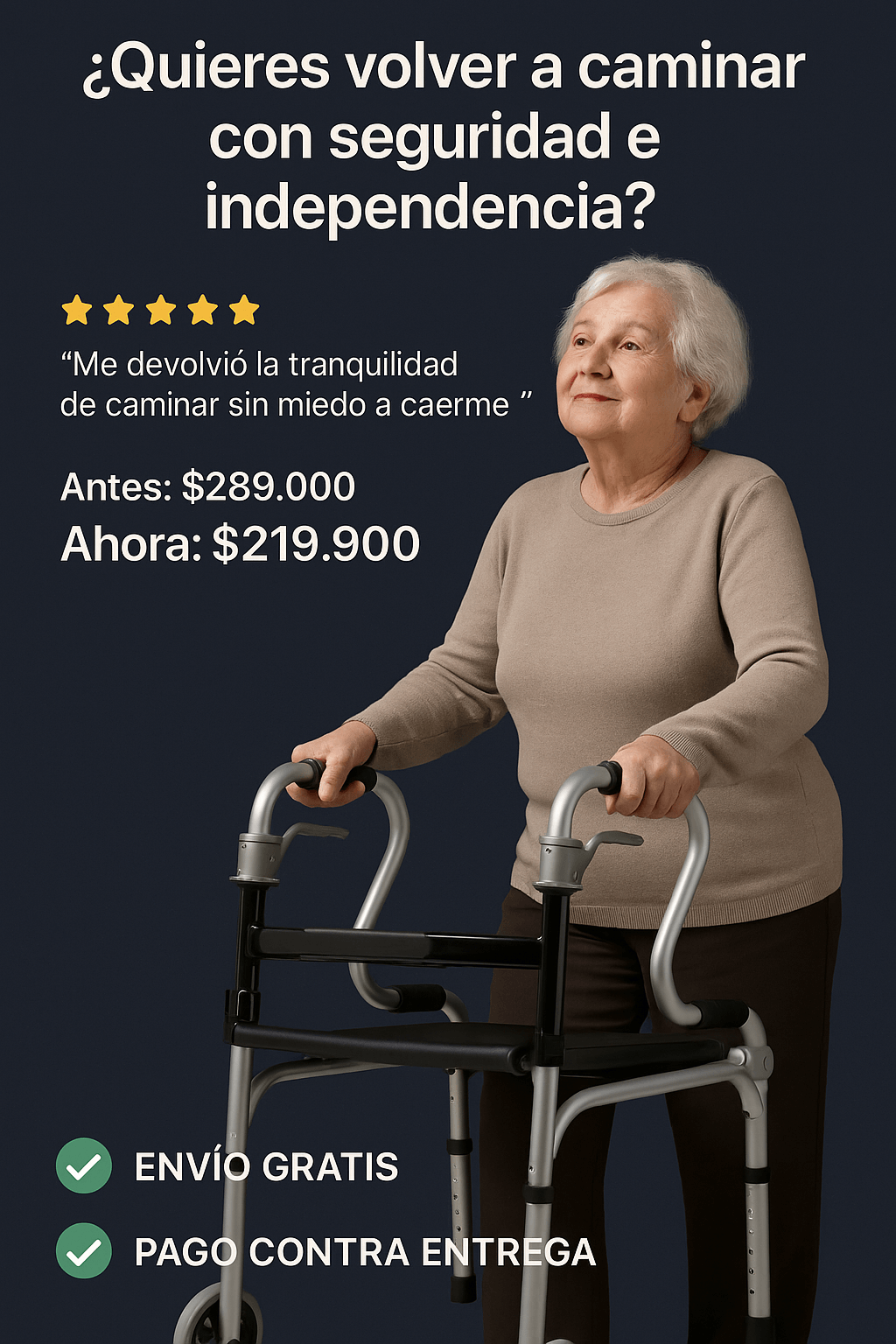 ✨SUPER OFERTA✨Caminador Ortopedico de Doble Agarre INCLUYE ASIENTO