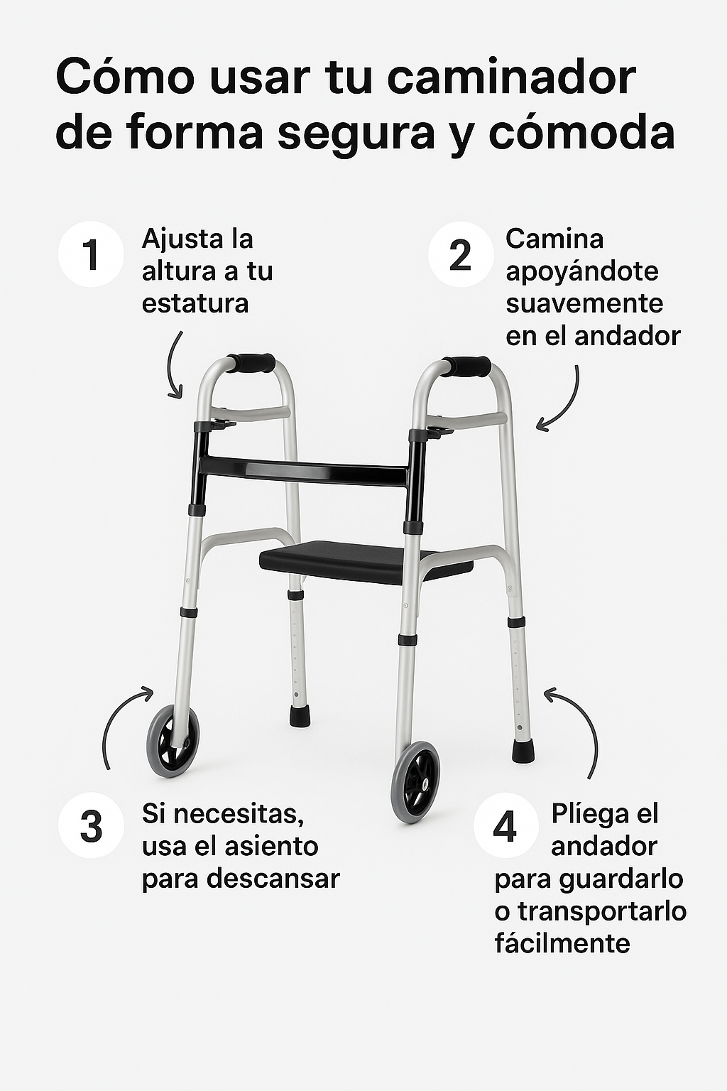 ✨SUPER OFERTA✨Caminador Ortopedico de Doble Agarre INCLUYE ASIENTO