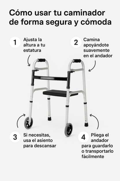 ✨SUPER OFERTA✨Caminador Ortopedico de Doble Agarre INCLUYE ASIENTO