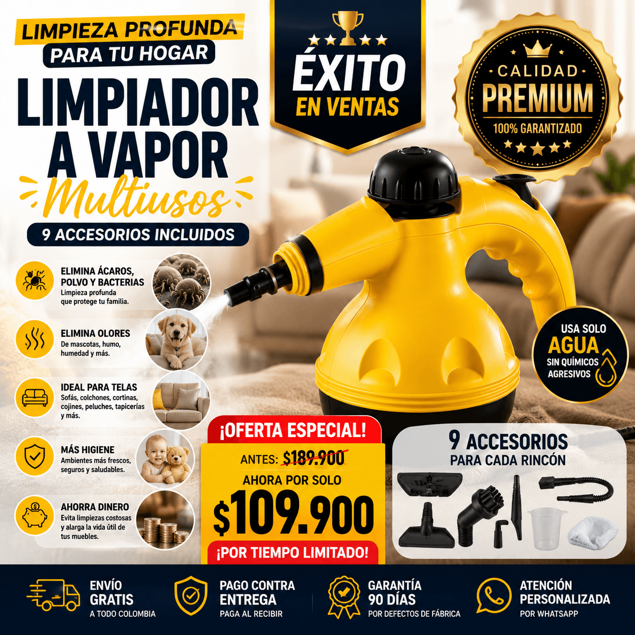 ✨PROMOCION LIMITADA✨ Limpiador a Vapor Multiusos 9 en 1 🔥