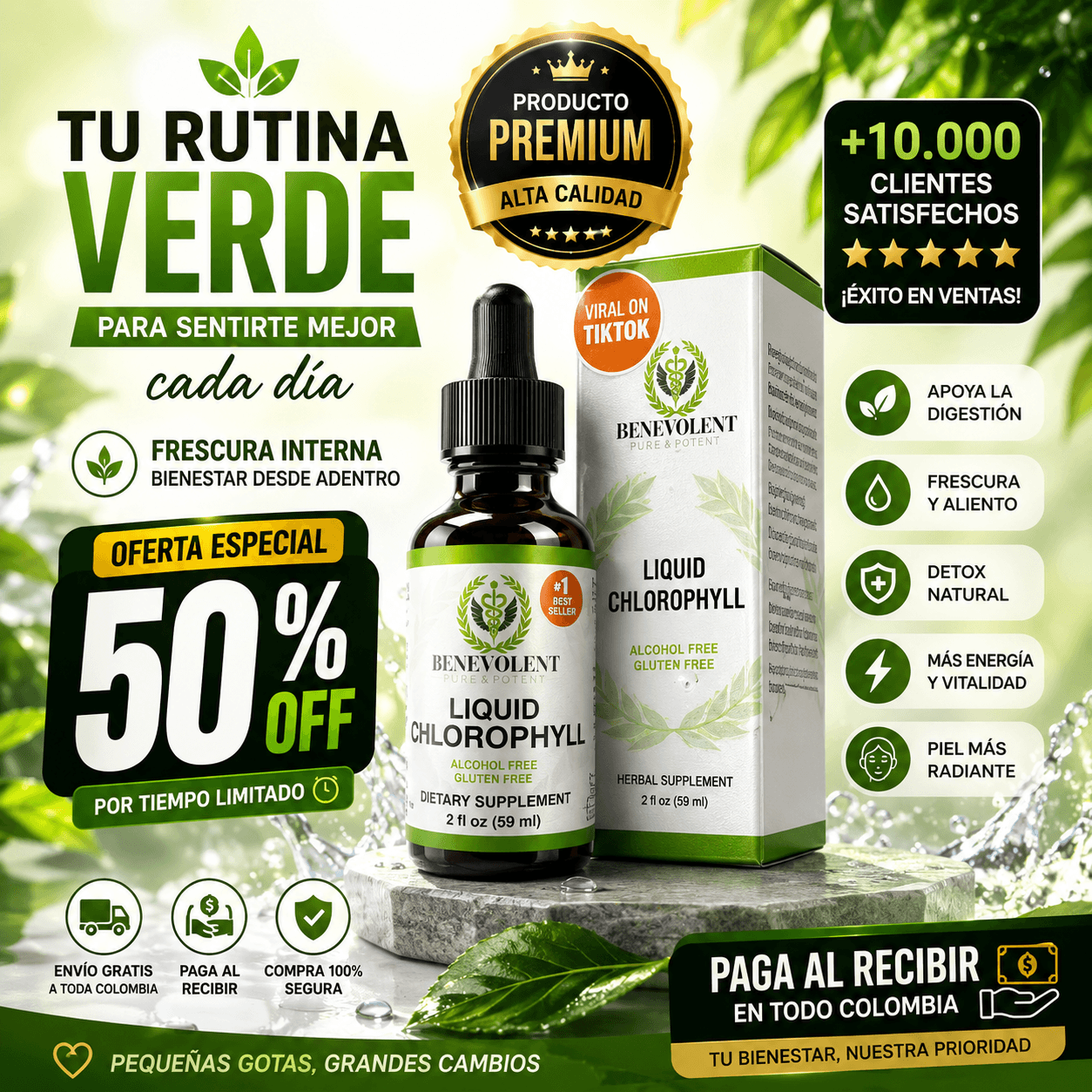 🔥 PROMOCION  LIMITADA 🔥 - Clorofila en Gotas 💚  Ideal para Rutinas Verdes