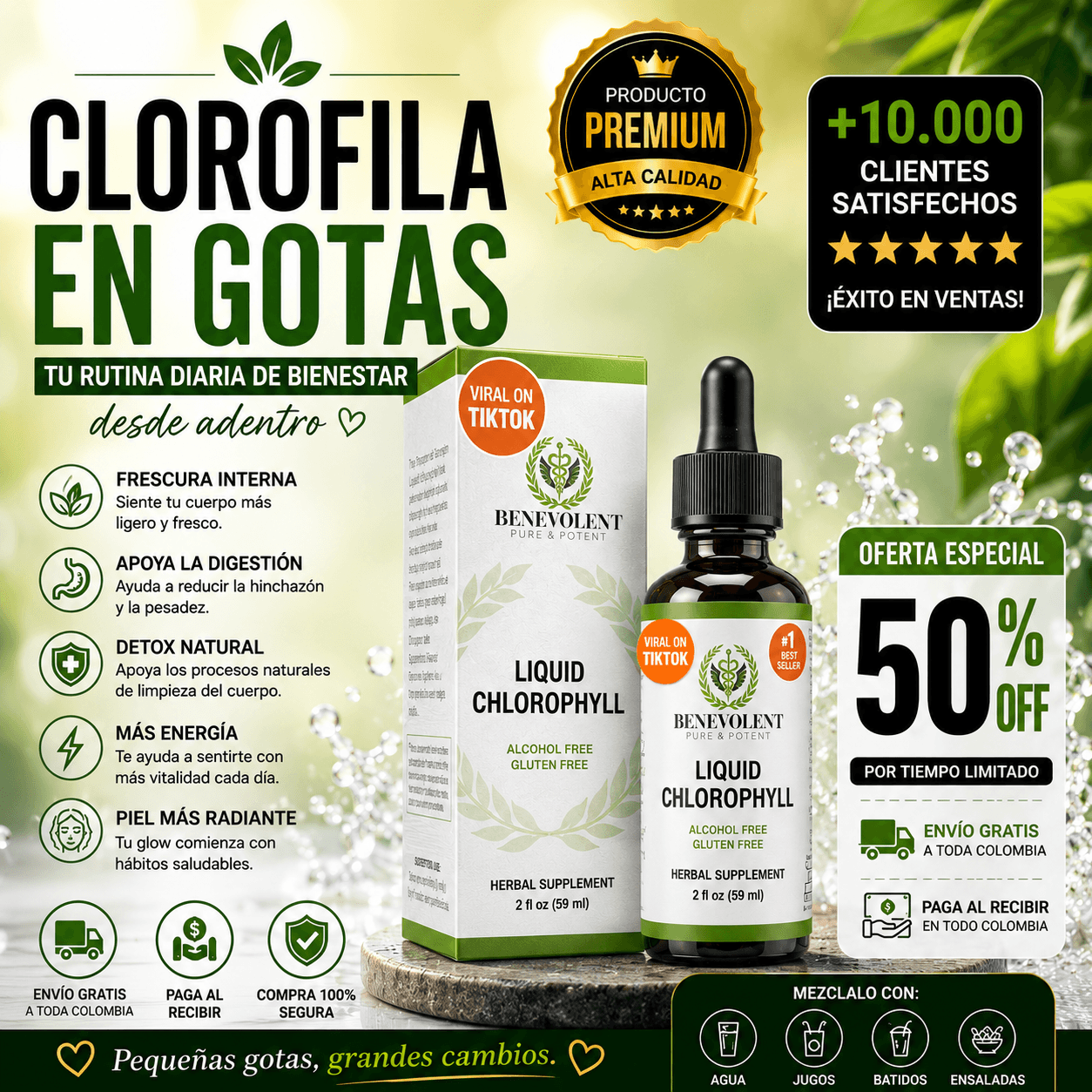 🔥 PROMOCION  LIMITADA 🔥 - Clorofila en Gotas 💚  Ideal para Rutinas Verdes