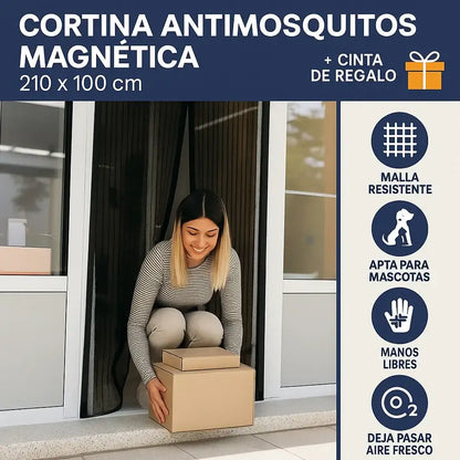 Puerta Mosquitera de malla Magnetica - Cortina Anti Mosquitos