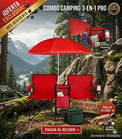 🔥OFERTA LIMITADA🔥 Sillas de Camping o Playa + Sombrilla + Nevera