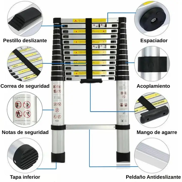 Escalera Extensible Retractil en Aluminio - MEGAOFERTA RELAMPAGO -50% DCTO