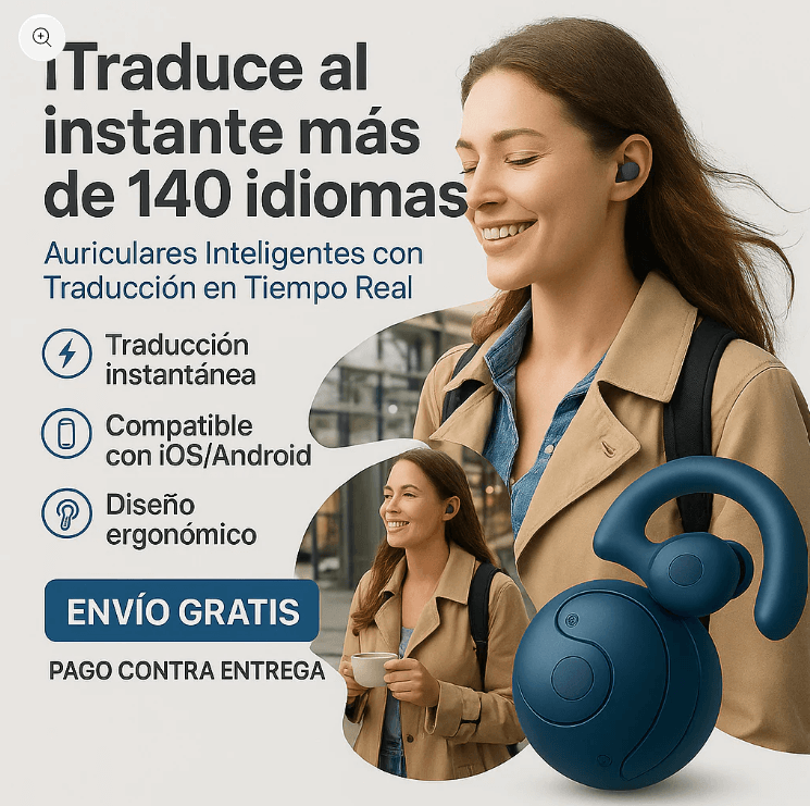 TalkMaster® Auriculares con IA Traductor de +140 Idiomas con Bluetooth - OFERTA 2X1